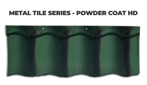 green powder coated metal tile roofing