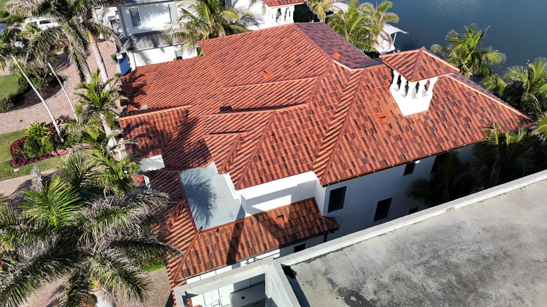 spanish tile metal roof in copper penny color